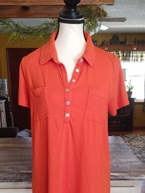 J. Jill Orange Short-Sleeve Polo Top
